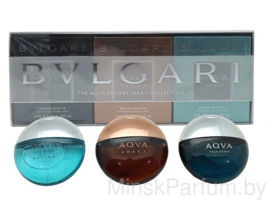 Подарочный набор BVLGARI The Aqva Pocket Spray Collection, 3 x 15 ml